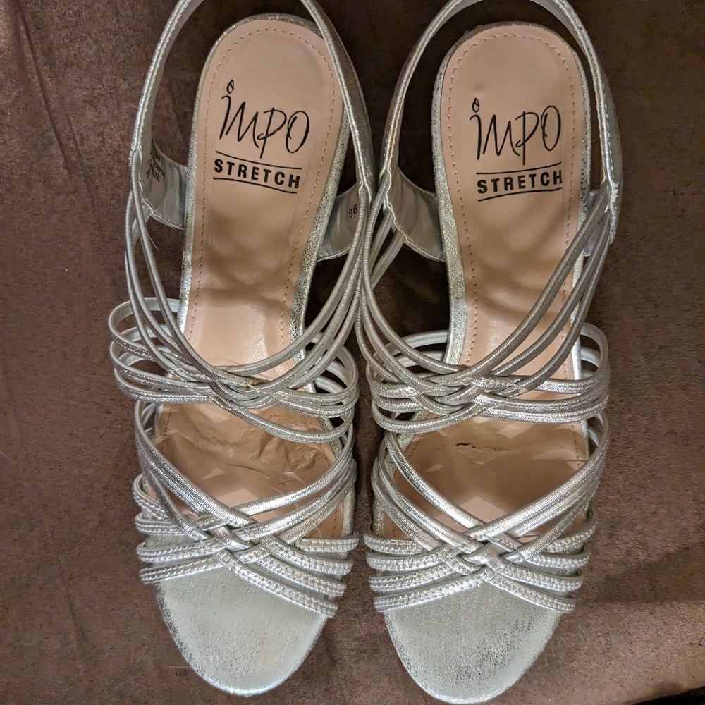 Silver heeled sandals
